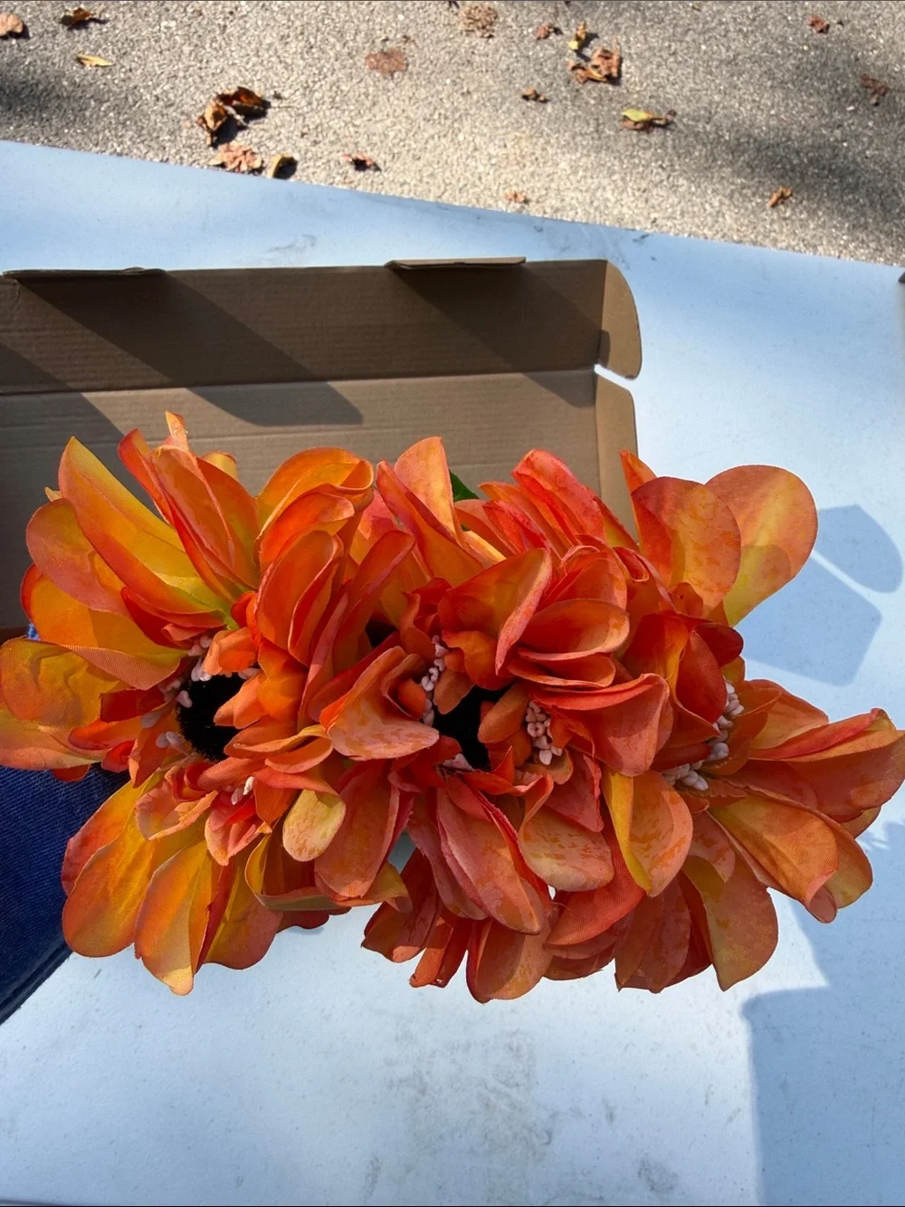 Artificial Dahlia Bouquet in Vibrant Orange instead of Six flowers NWT